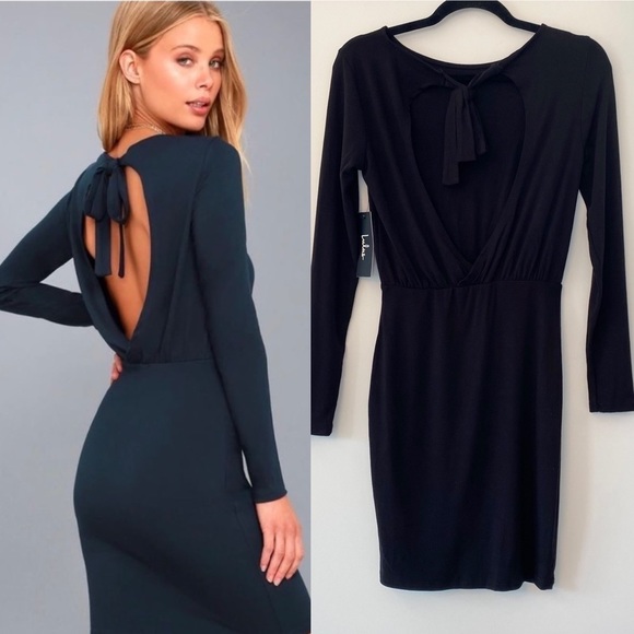 Lulus NWT Vision of Love Black Long Sleeve Bodycon Dress Size XS - Picture 2 of 7